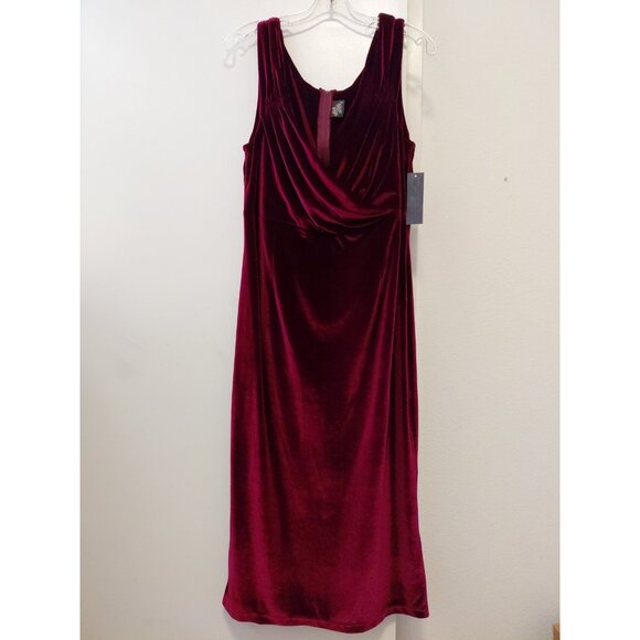 New Rock Steady Velvet Sheath Dress Midi Sleeveless Burgundy 3X - Picture 2 of 10